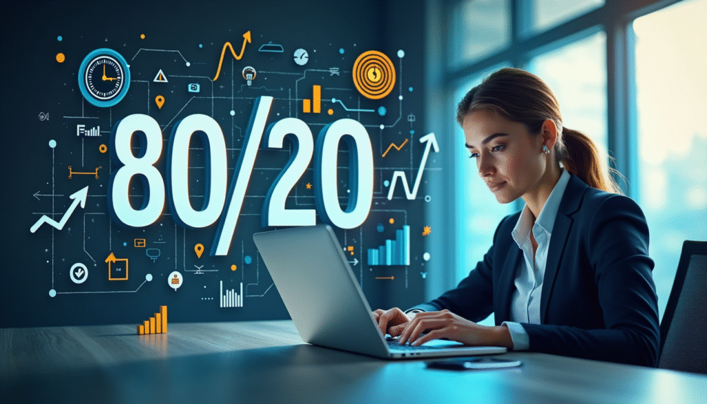 Dynamische Infografik zeigt große "80/20"