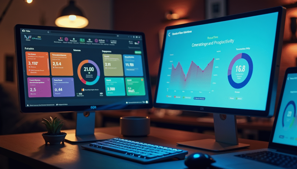 Zeitmanagement-Apps Toggl und RescueTime mit Produktivitäts-Analytics und Zeiterfassung-Dashboards