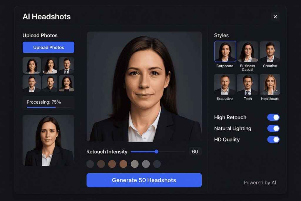 ai-headshots-generator-tool-interface-software-dashboard-bedienung ai-headshots-generator-tool-interface-software-dashboard-bedienung