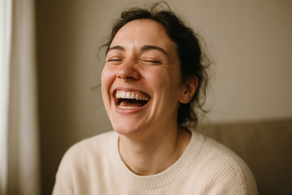 authentisches-lachen-portrait-echte-emotion-natuerliche-fotografie-ki-generiert 50 KI-Prompts für Portraits - Authentisches KI-Portrait mit echtem Lachen und natürlichen Emotionen, fotorealistisch für emotionale Storytelling-Fotografie