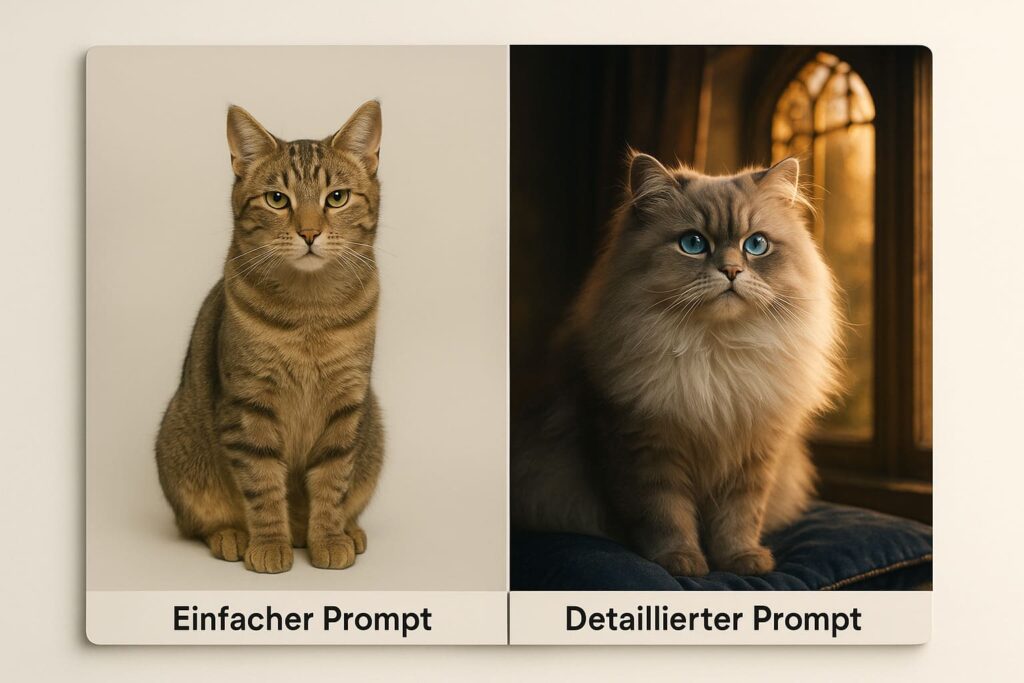 flux-ki-prompt-qualitaet-vergleich-einfach-detailliert-ergebnis Vergleich einfacher vs. detaillierter Prompt im Flux Bildgenerator - Qualitätsunterschied bei KI-Bildgenerierung