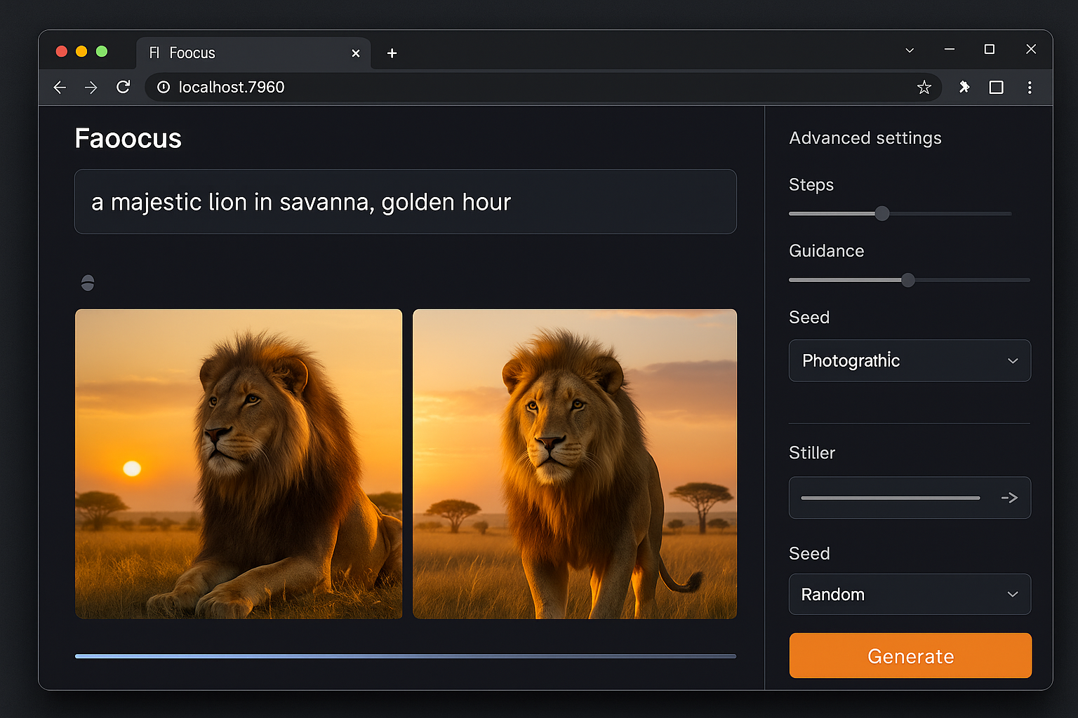 fooocus-interface-oberflaeche-ki-bildgenerator-stable-diffusion Fooocus installieren Windows Anleitung - Fooocus Benutzeroberfläche mit Prompt-Eingabe, KI-generierten Bildern und Einstellungen für Stable Diffusion