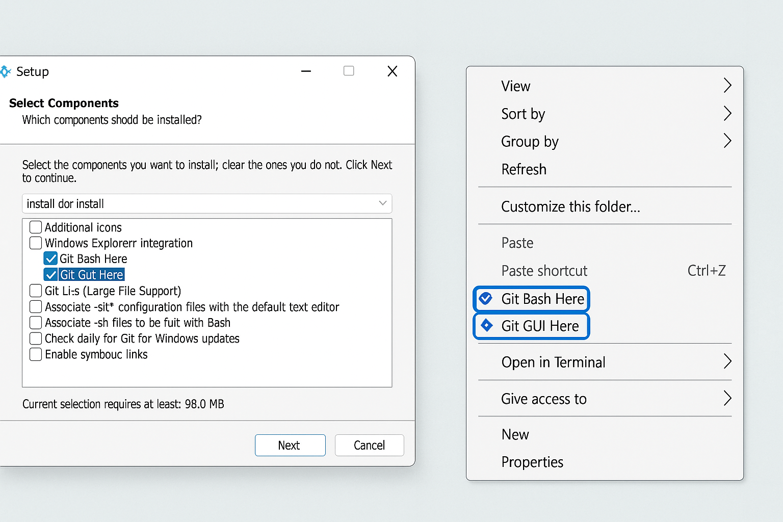 git-windows-installation-schritt-fuer-schritt-fooocus-setup Git für Windows Installationsassistent mit Komponentenauswahl und Windows Explorer Integration für Fooocus