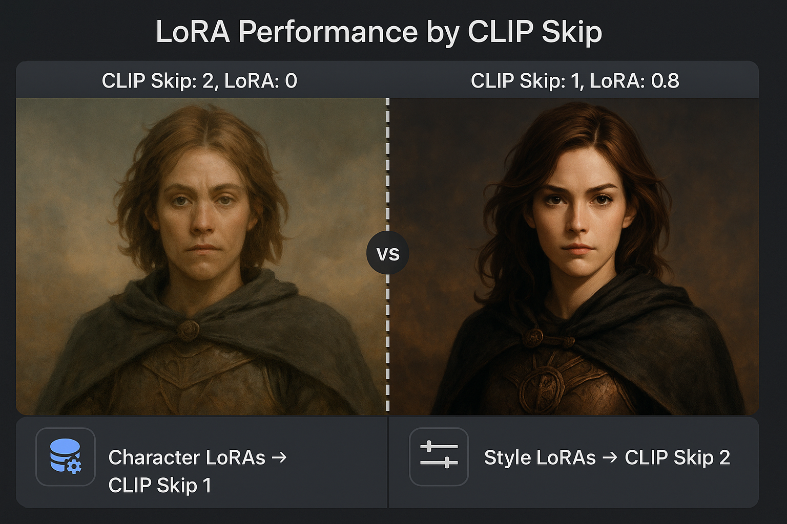 CLIP Skip Einstellung optimieren - lora-integration-clip-skip-optimierung-vergleich LoRA Integration mit optimiertem CLIP Skip zeigt Verbesserung Character-Konsistenz und Stil-Präzision Stable Diffusion Workflow