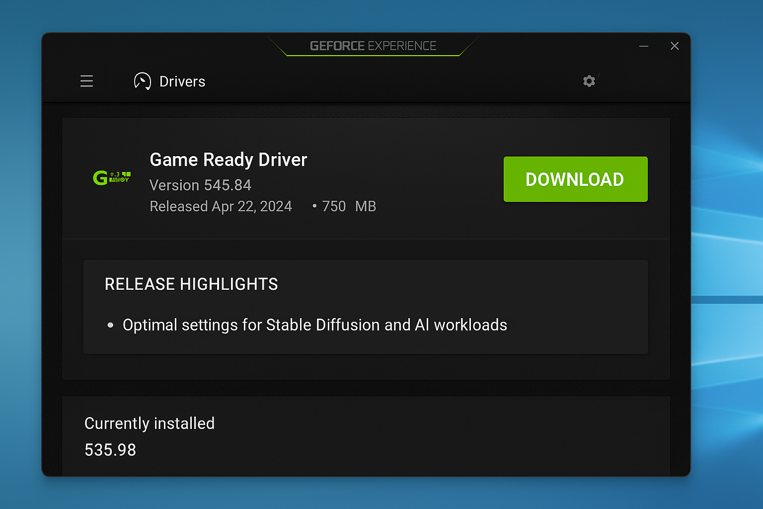 nvidia-treiber-update-geforce-experience-game-ready-driver-fooocus NVIDIA GeForce Experience zeigt verfügbares Treiber-Update für optimale Performance mit Fooocus AI-Bildgenerierung