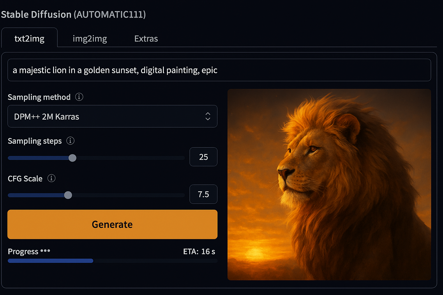 stable-diffusion-webui-interface-automatic1111-amd-rx-6600 Stable Diffusion WebUI Interface AUTOMATIC1111 - Benutzeroberfläche für KI-Bildgenerierung auf AMD RX 6600