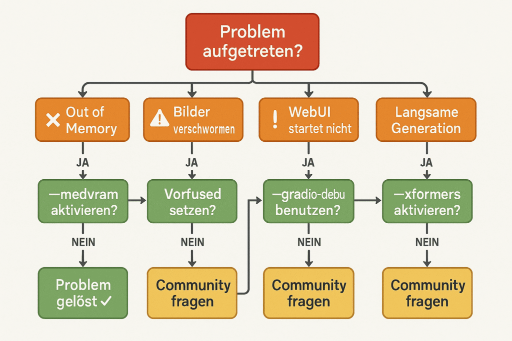 troubleshooting-flowchart-stable-diffusion-amd-probleme-loesungen Troubleshooting Flowchart für Stable Diffusion AMD RX 6600 - Problemlösungen Schritt für Schritt